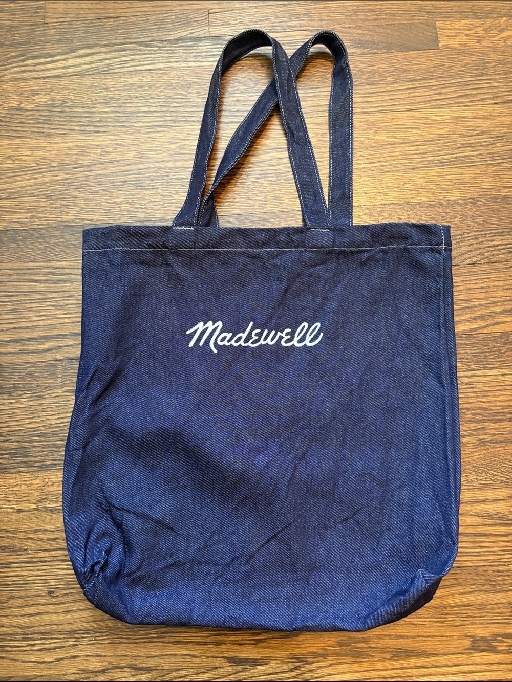 Madewell Navy Canvas Tote with White Script